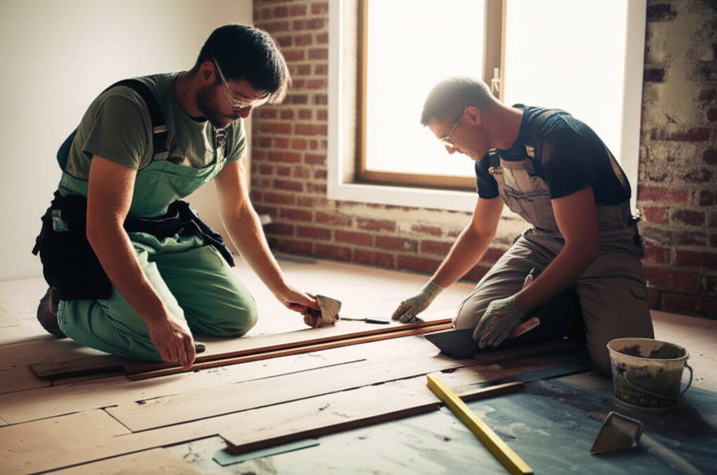 Craftsmen working on a job